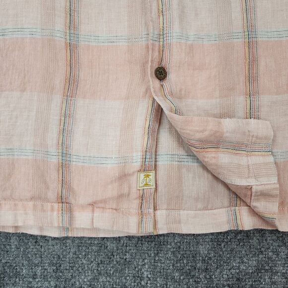 Tommy Bahama Shirt Mens XL Plaid Linen Camp Loop Collar Coconut Buttons Sur Mer - Picture 11 of 16